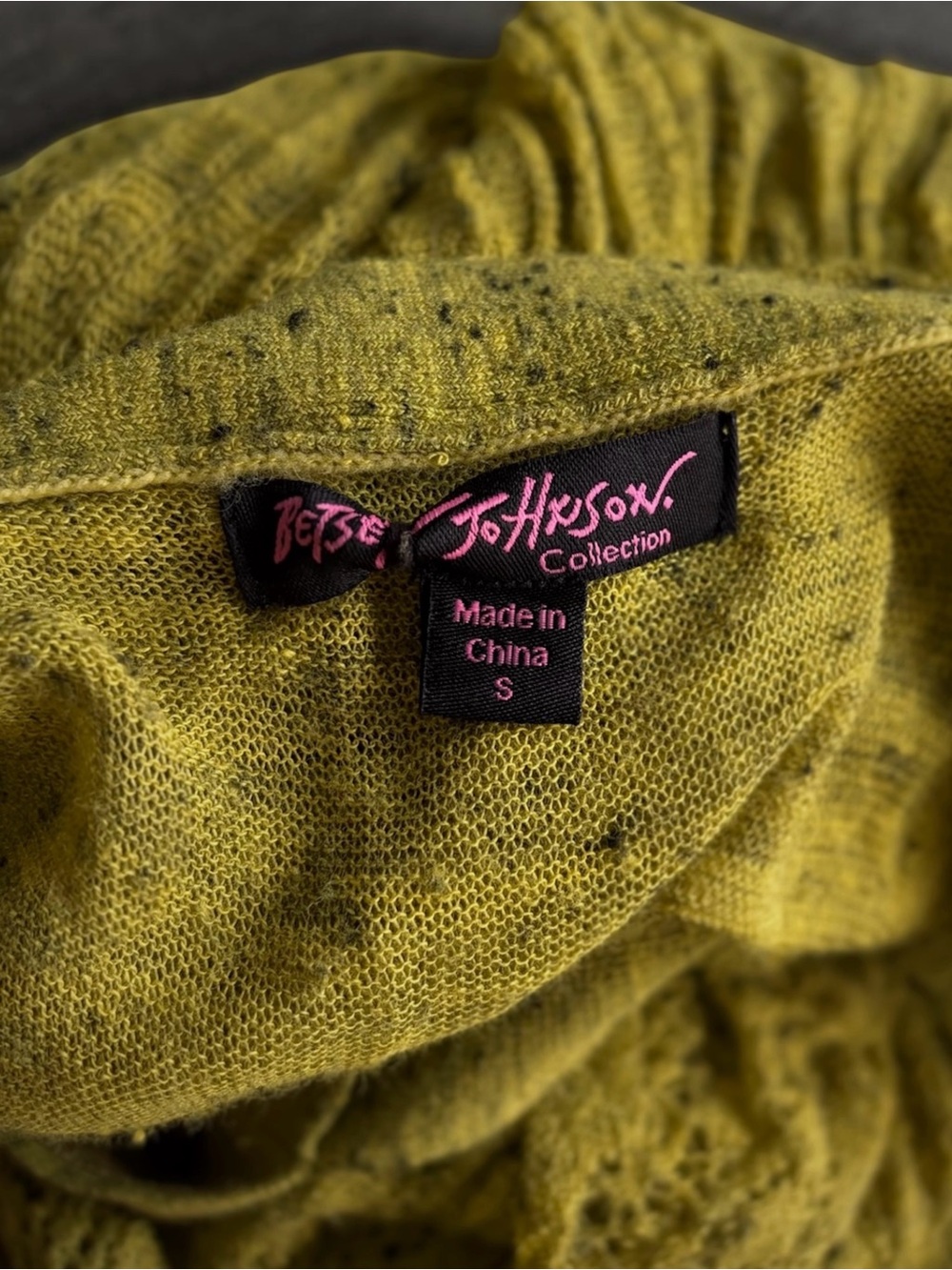 Betsey Johnson Runway Y2K Vintage Knit Ruffle Tiered Mini Dress Chartreuse - Picture 8 of 8